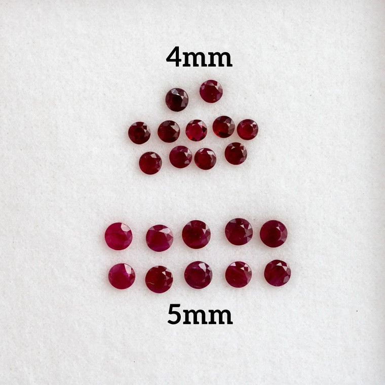 4mm & 5mm Natural Red Ruby Burma Burmese Parcel Price per Carat